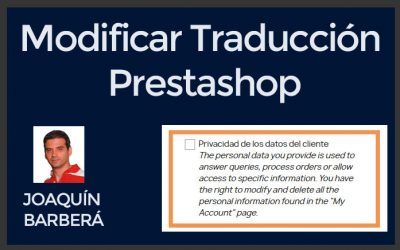 Traducir texto en Prestashop 1.7: “Privacidad de los datos del cliente The personal data you provide is used to answer queries, process orders or allow access to specific information. You have the right to modify and delete all the personal information found in the «My Account» page”